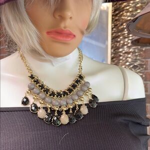 Elegant Gold and Black Statement Necklace